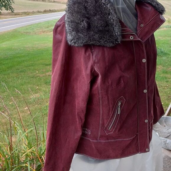 Bradley Bayou Rose Leather and Faux Fur Collar/lining Jacket - Picture 14 of 15